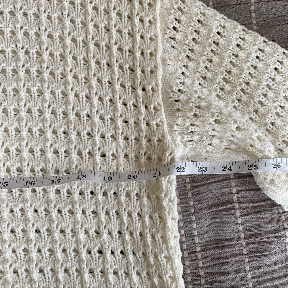 Gap Cream White Cotton Crew Neck Sweater Spring Small Boxy Oversized Coastal - Picture 6 of 7